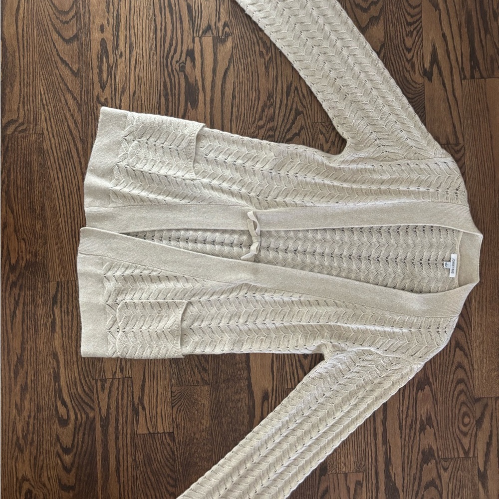 Beige Cable Knit Cardigan Sweater